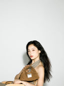 (Mocha Brown)Mini Hobo Crossbody Bag-TENERA Handwoven Suede Collection - TENERA