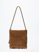 (Brown)Mini Seude Pearl Bucket with Fringe-TENERA Boho Collection - TENERA