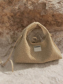 (Almond Beige)Small Hobo Bag-TENERA Handwoven Suede Collection - TENERA