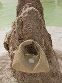 (Almond Beige)Small Hobo Bag-TENERA Handwoven Suede Collection - TENERA