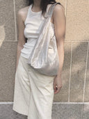 (Lunar Silver)Ballerina Linen Shoulder Bag-TENERA Ballerina Collection - TENERA