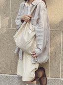 (Lunar Silver)Ballerina Linen Shoulder Bag-TENERA Ballerina Collection - TENERA