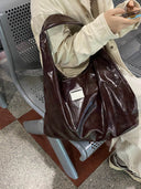 (oleaginous brown)Large Hobo Shoulder Bag-TENERA Velvet Collection - TENERA