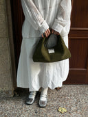 (Moss Green)Small Hobo Bag-TENERA Handwoven Suede Collection (1)