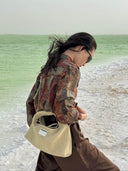 (Almond Beige)Small Hobo Bag-TENERA Handwoven Suede Collection - TENERA