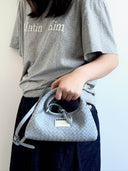 (Ash Blue)Mini Hobo Crossbody Bag-TENERA Handwoven Suede Collection - TENERA