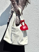 (White)Large Hobo Shoulder Bag-TENERA Velvet Collection - TENERA