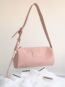 (Misty Pink)Pearl Cylinder Pillow Bag -TENERA Suede Collection - TENERA