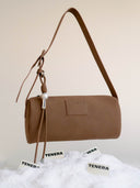 (Chestnut Brown)Pearl Cylinder Pillow Bag -TENERA Suede Collection - TENERA