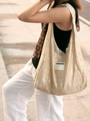 (Gold Shimmer Linen)Ballerina Linen Shoulder Bag-TENERA Ballerina Collection - TENERA