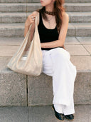 (Gold Shimmer Linen)Ballerina Linen Shoulder Bag-TENERA Ballerina Collection - TENERA