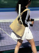 (アーモンドベージュ)ラージホーボーバッグ-TENERA 手織りスエードコレクション