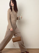 (Chestnut Brown)Pearl Cylinder Pillow Bag -TENERA Suede Collection - TENERA