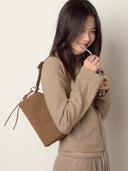 (Chestnut Brown)Pearl Cylinder Pillow Bag -TENERA Suede Collection - TENERA