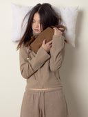 (Chestnut Brown)Pearl Cylinder Pillow Bag -TENERA Suede Collection - TENERA