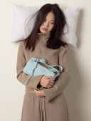 (Bubblegum Blue)Pearl Cylinder Pillow Bag -TENERA Suede Collection - TENERA