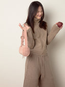 (Misty Pink)Pearl Cylinder Pillow Bag -TENERA Suede Collection - TENERA
