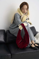 (Velvet Red)Ballet Ring Hobo Shoulder Bag-TENERA Velvet Collection