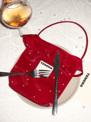 (Pearl Red)Velvet Flower Mini Bucket-TENERA Qixi Limited