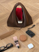 (Chocolate Velvet)Small Tote HOBO Bag - TENERA Velvet Collection - TENERA