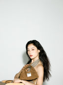 (Mocha Brown)Mini Hobo Crossbody Bag-TENERA Handwoven Suede Collection