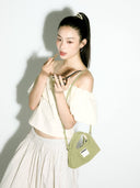 (Olive Green)Mini Hobo Crossbody Bag-TENERA Handwoven Suede Collection