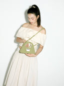 (Olive Green)Mini Hobo Crossbody Bag-TENERA Handwoven Suede Collection