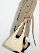 (Almond Beige)Large Hobo Bag-TENERA Handwoven Suede Collection - TENERA