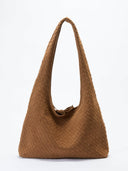 (Mocha Brown)Large Hobo Bag-TENERA Handwoven Suede Collection - TENERA