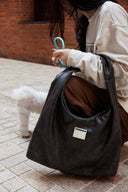 (Washed Black)Large Hobo Shoulder Bag-TENERA Velvet Collection