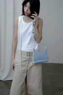 (Blue)TENERA Satin Shoulder Bag