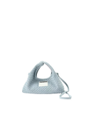 Handwoven Mini Suede Hobo Bag-Misty Blue