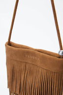 (Brown)Mini Seude Pearl Bucket with Fringe-TENERA Boho Collection - TENERA