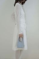 (Blue)TENERA Suede Triangle Double-sided Pouch