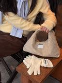 (Almond Beige)Small Hobo Bag-TENERA Handwoven Suede Collection