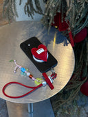 (Velvet Red)Velvet Pearl Beaded Phone Strap-TENERA Accessories Collection
