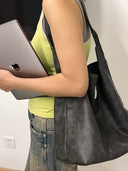 (Washed Black)Bucket Tote Bag-TENERA Vintage Collection - TENERA