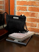 (Black)Mini Seude Pearl Bucket with Fringe-TENERA Boho Collection
