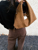 (Mocha Brown)Small Hobo Bag-TENERA Handwoven Suede Collection