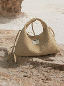 (Almond Beige)Small Hobo Bag-TENERA Handwoven Suede Collection