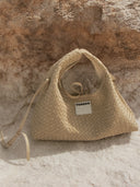 (Almond Beige)Small Hobo Bag-TENERA Handwoven Suede Collection