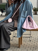 (Petal Pink)Classic Hobo Bag - TENERA Velvet Collection - TENERA