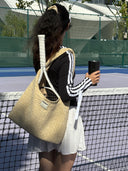 (アーモンドベージュ)ラージホーボーバッグ-TENERA 手織りスエードコレクション