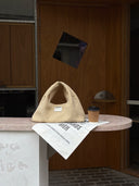 (Almond Beige)Small Hobo Bag-TENERA Handwoven Suede Collection