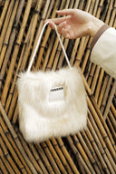 (Silver Fox)Pearl Bag-Faux Fur Collection - TENERA