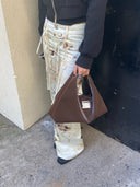 (Chocolate Velvet)Small Tote HOBO Bag - TENERA Velvet Collection - TENERA