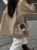 (Bambi Print)Eco Fur Mini Hobo-TENERA Faux Fur Collection