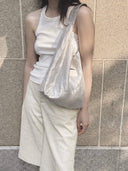 (Lunar Silver)Ballerina Linen Shoulder Bag-TENERA Ballerina Collection - TENERA