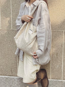 (Lunar Silver)Ballerina Linen Shoulder Bag-TENERA Ballerina Collection - TENERA