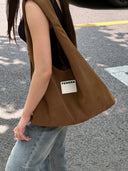 (Caramel)Large Hobo Shoulder Bag-TENERA Velvet Collection